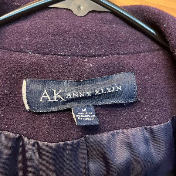 Anne Klein Wool Blend Purple Pea Coat Size Medium - Picture 6 of 10